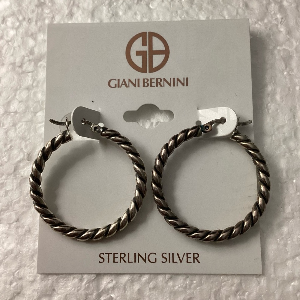 Giani Bernini Silver Twisted Rope Hoop Earrings